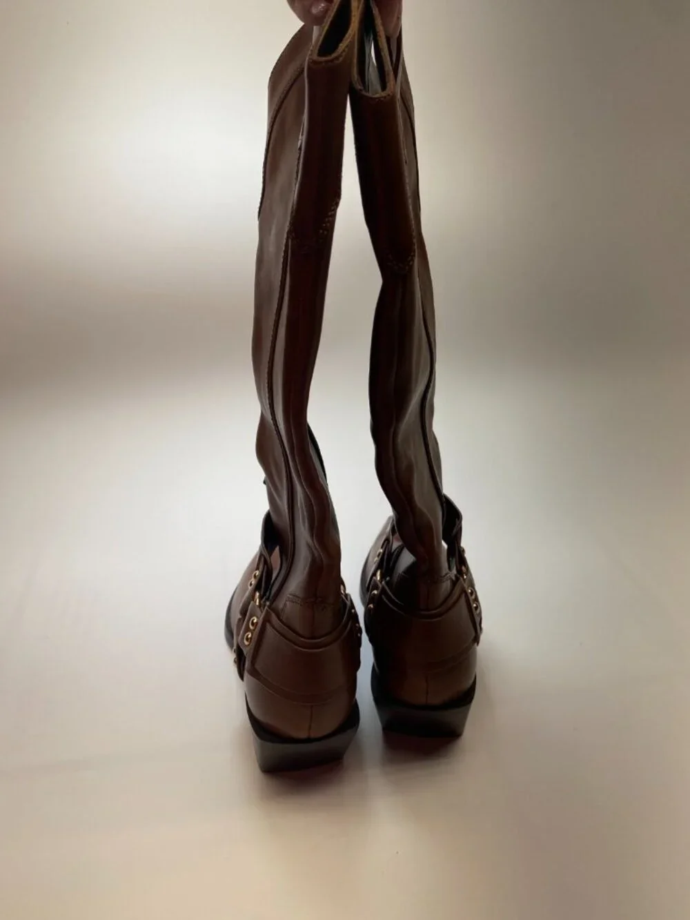 Marc Fisher LTD Womens Rally Leather Strap-and-Grommet Western Brown Boots Sz 7 - Picture 4 of 11